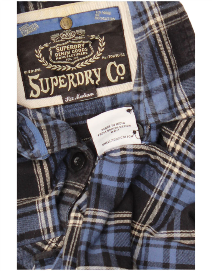 SUPERDRY Dame 3/4-ærmet flannelskjorte UK 14 Medium Navyblå Ternet
