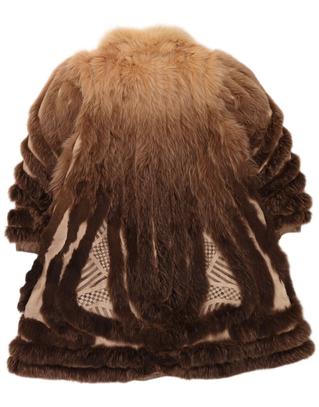 VINTAGE Dame imiteret Pels Vendbar Overfrakke UK 18 XL Brun Blomster