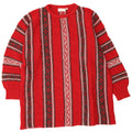 Vintage dame sweater med rund hals EU 46 XL rød geometrisk uld