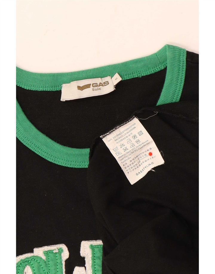 Gas Herre grafisk T-shirt top lille sort bomuld