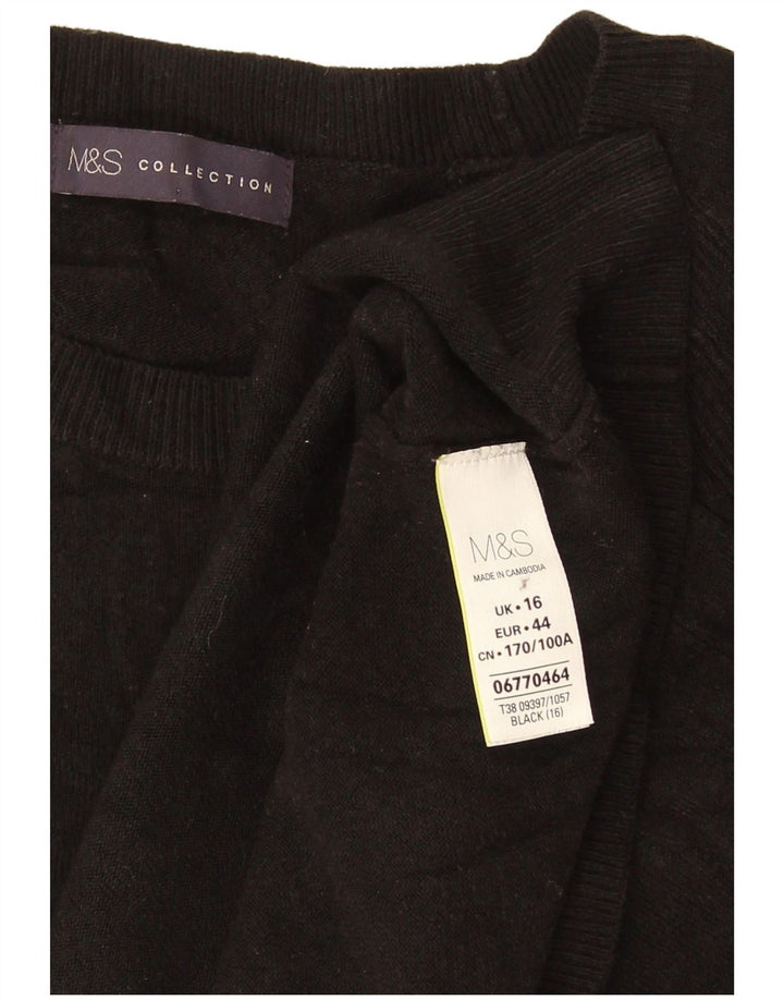 Marks & Spencer Dame sweater med rund hals DK 16 Stor sort akryl