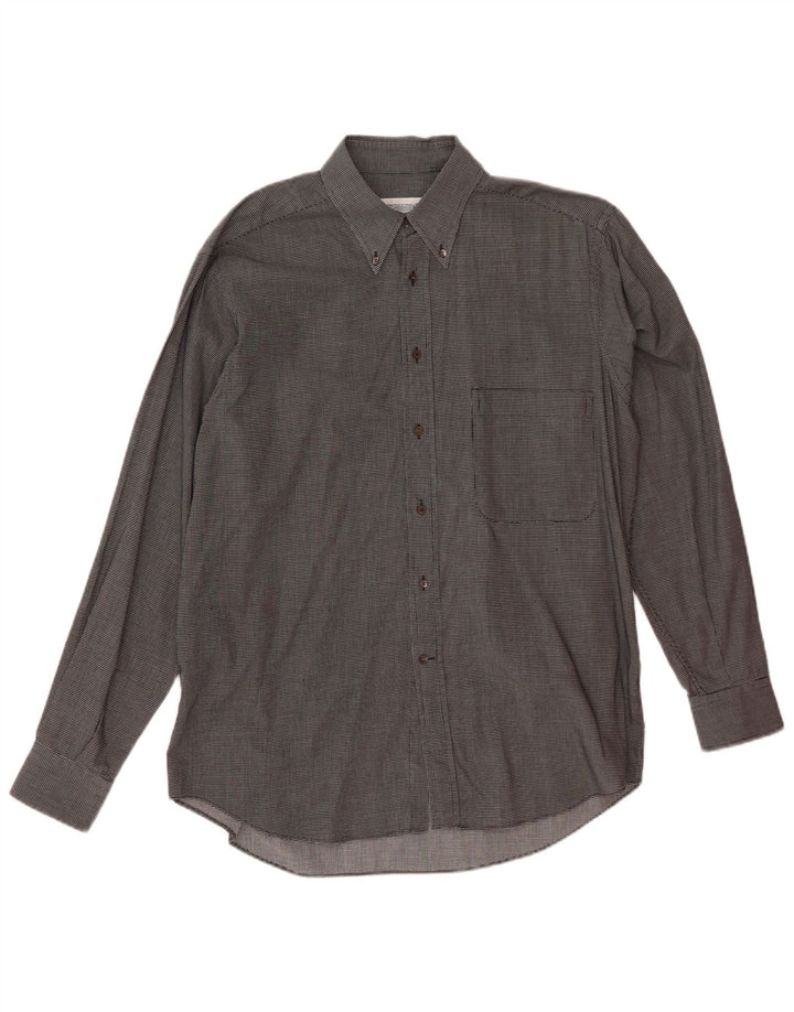 PANCALDI & B Mens Shirt Size 16 Large Grey Houndstooth Cotton