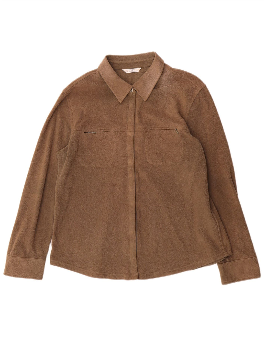 Marks & Spencer Fleeceskjorte til kvinder UK 14 Stor Beige Polyester