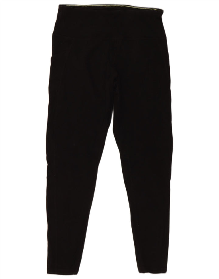 CALVIN KLEIN Kvinders Grafiske Crop Leggings UK 12 Medium Sort Bomuld