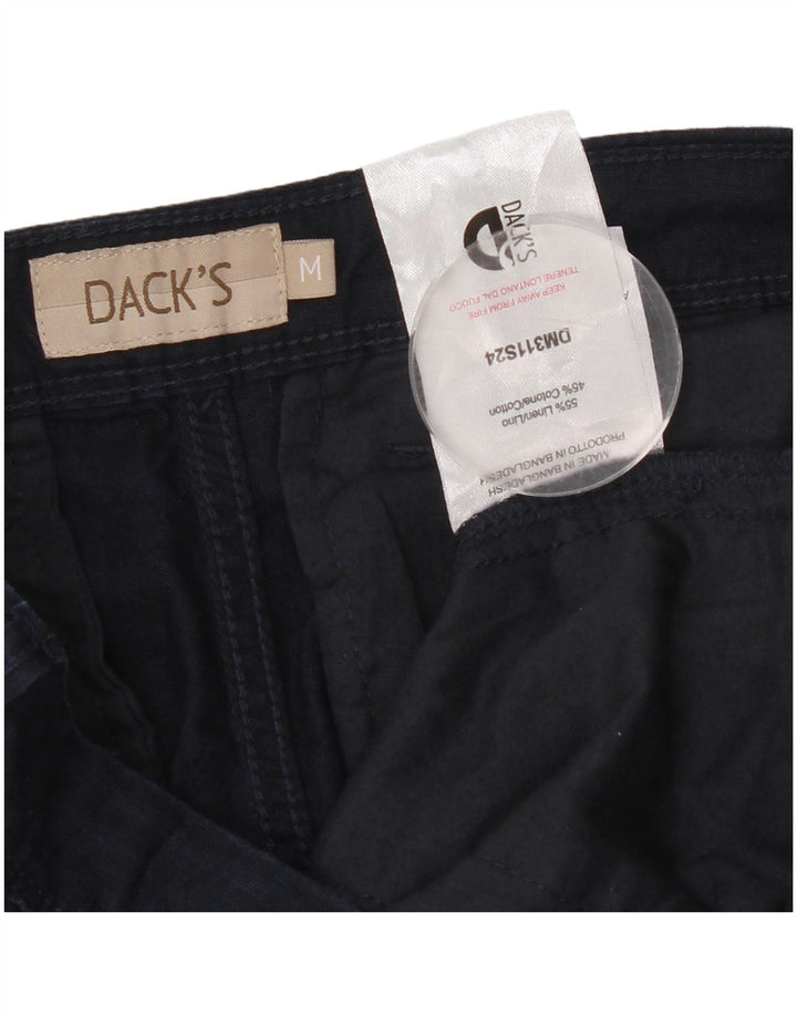 DAKS Herre Slim Chino Bukser Medium W32 L30 Navy Blue Linen