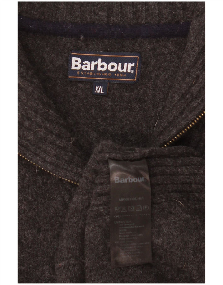 Barbour Dame Zip Neck Jumper Sweater UK 20 2XL Grå Uld