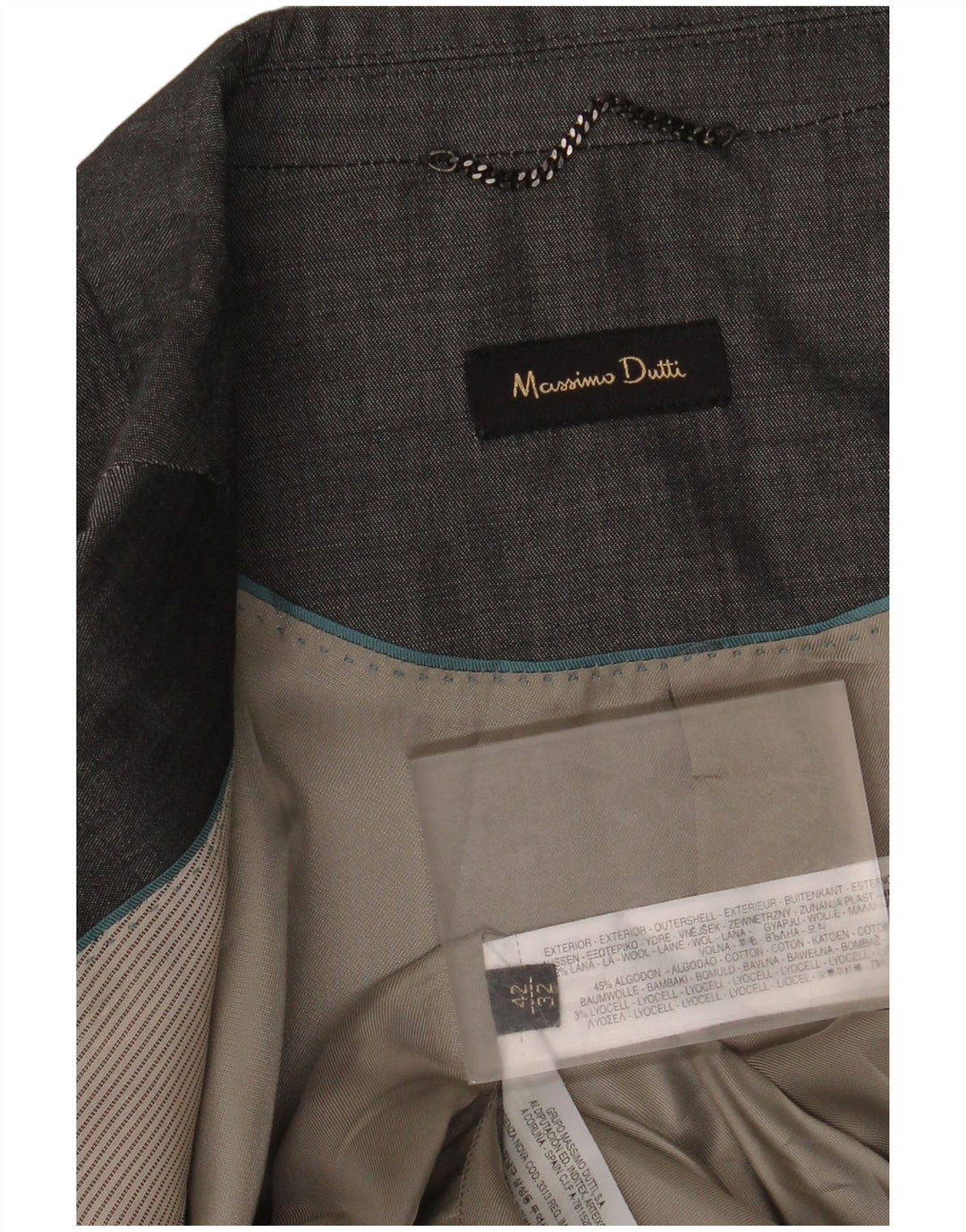 Massimo Dutti Dame 2 Knaps Blazer Jakke EU 42 Stor Grå Bomuld