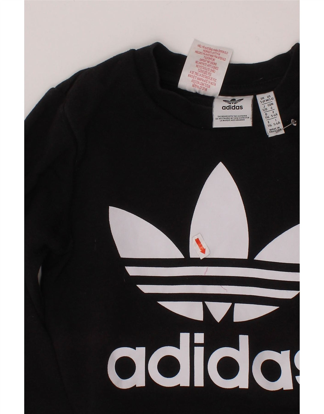 ADIDAS Drenge Grafisk Sweatshirt Jumper 5-6 år Sort Bomuld