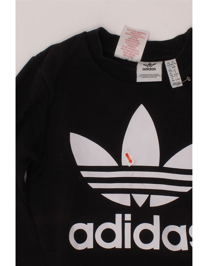 ADIDAS Drenge Grafisk Sweatshirt Jumper 5-6 år Sort Bomuld