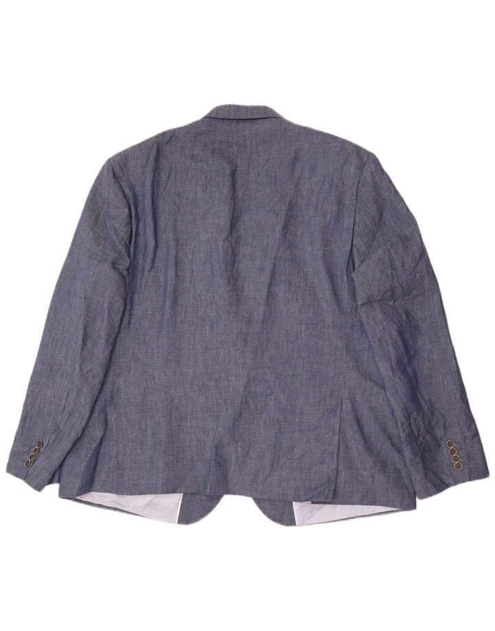 Marks & Spencer Herre 2 Button Blazer Jacket UK 54 7XL Blue Linen Classic