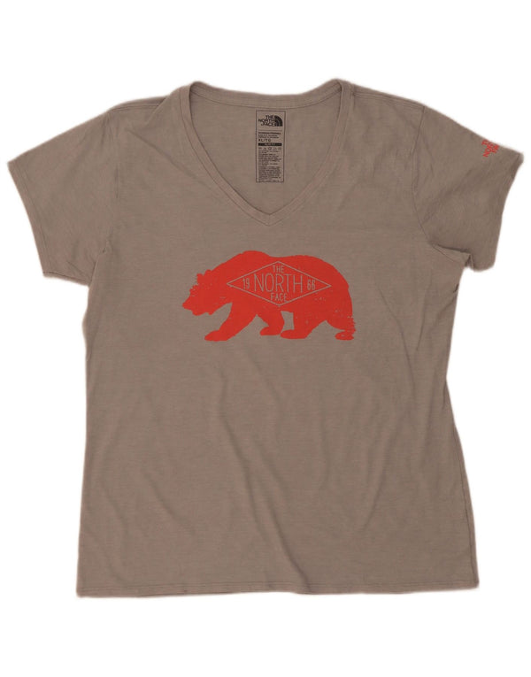 The North Face Kvinder Slim Fit Grafisk T-Shirt Top UK 18 XL Grå Polyester