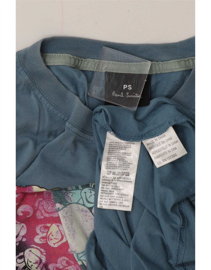 Paul Smith Herre grafisk T-shirt Top Medium Blue Bomuld