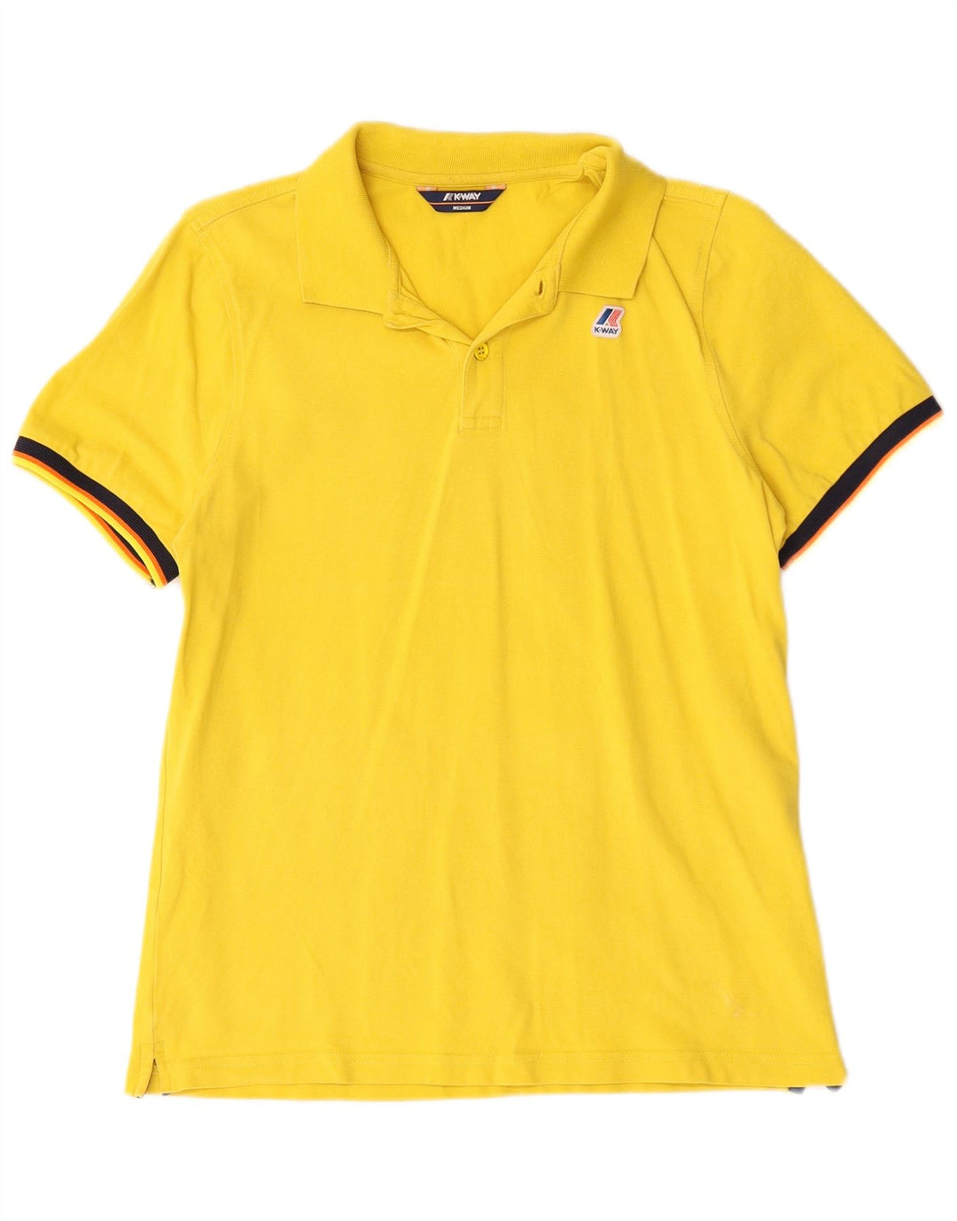 K-Way herre poloshirt mellem gul stribet bomuld