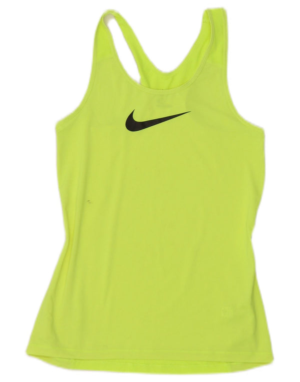 Nike Dame Dri Fit Grafisk Vest Top UK 12 Medium Gul