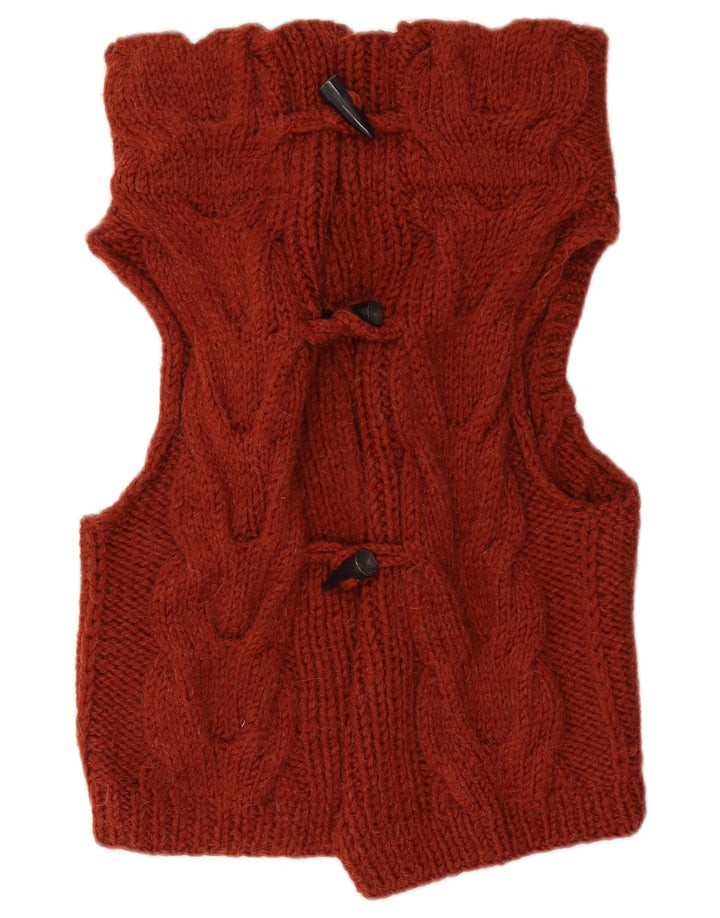 VINTAGE Dame ærmeløs cardigan sweater UK 12 Medium Brown