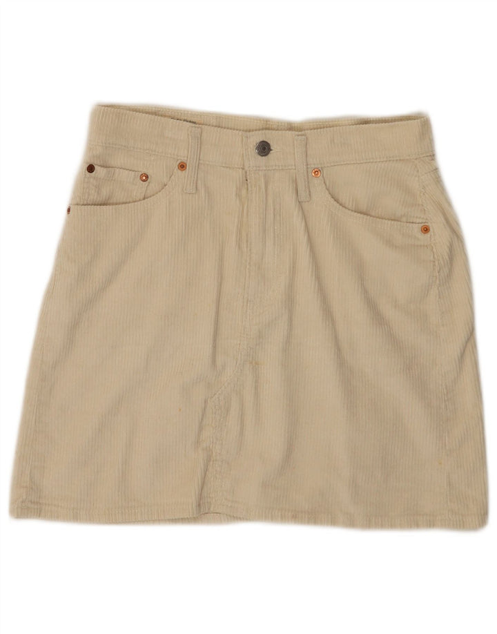 LEVI'S Dame 501 Mini Corduroy nederdel W28 Medium Off White Bomuld