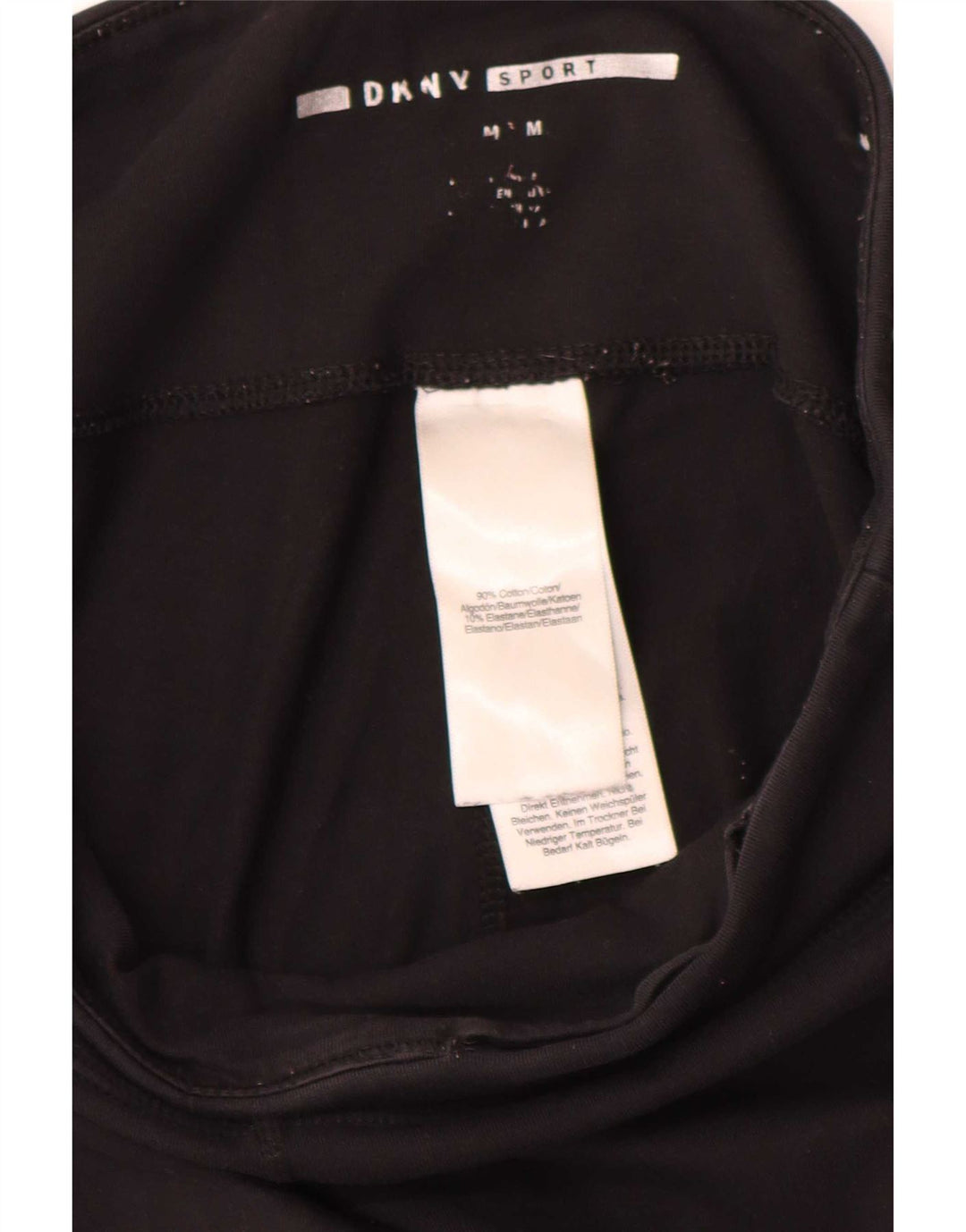 Dkny Dame Grafiske Leggings UK 14 Medium Sort Bomuld