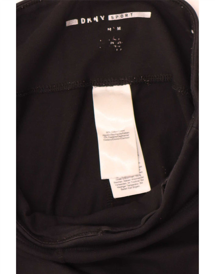 Dkny Dame Grafiske Leggings UK 14 Medium Sort Bomuld