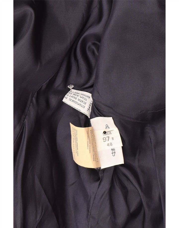 Vintage dame dobbeltradet blazerjakke IT 48 XL marineblå nålestribe