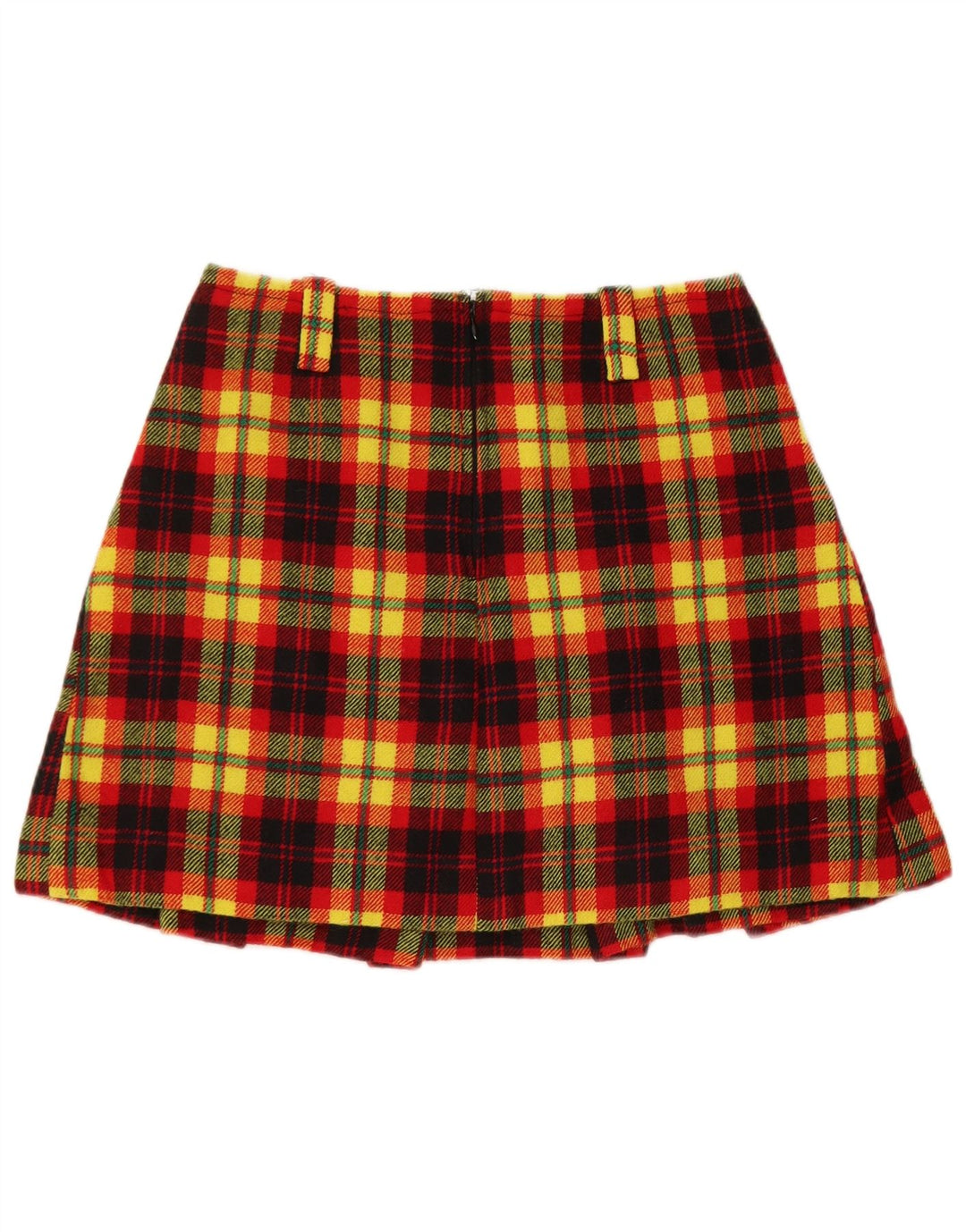 Vintage mininederdel til kvinder W28 Medium Gul Plaid