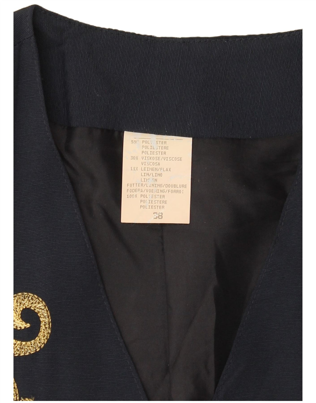 VINTAGE kortærmet 3-knaps blazerjakke til kvinder EU 38 Medium Navy Blue