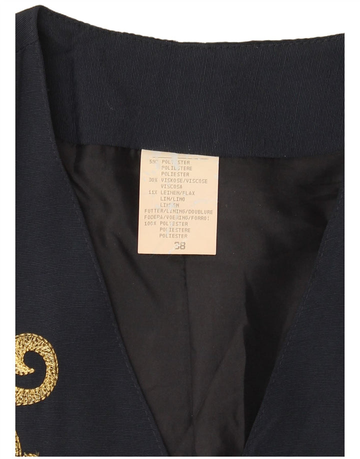 VINTAGE kortærmet 3-knaps blazerjakke til kvinder EU 38 Medium Navy Blue
