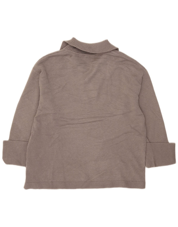 Zara Womens Oversized Polo Neck Jumper Sweater UK 10 Small Grey Viscose