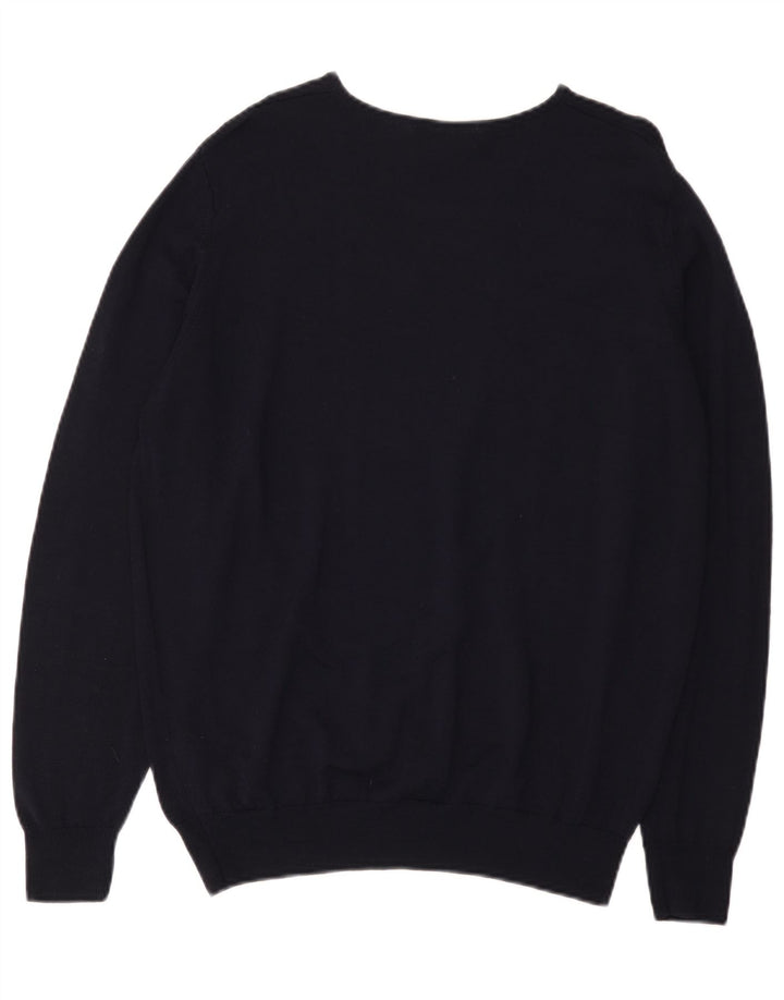 Marks & Spencer Dame V-hals sweater UK 16 Stor marineblå uld