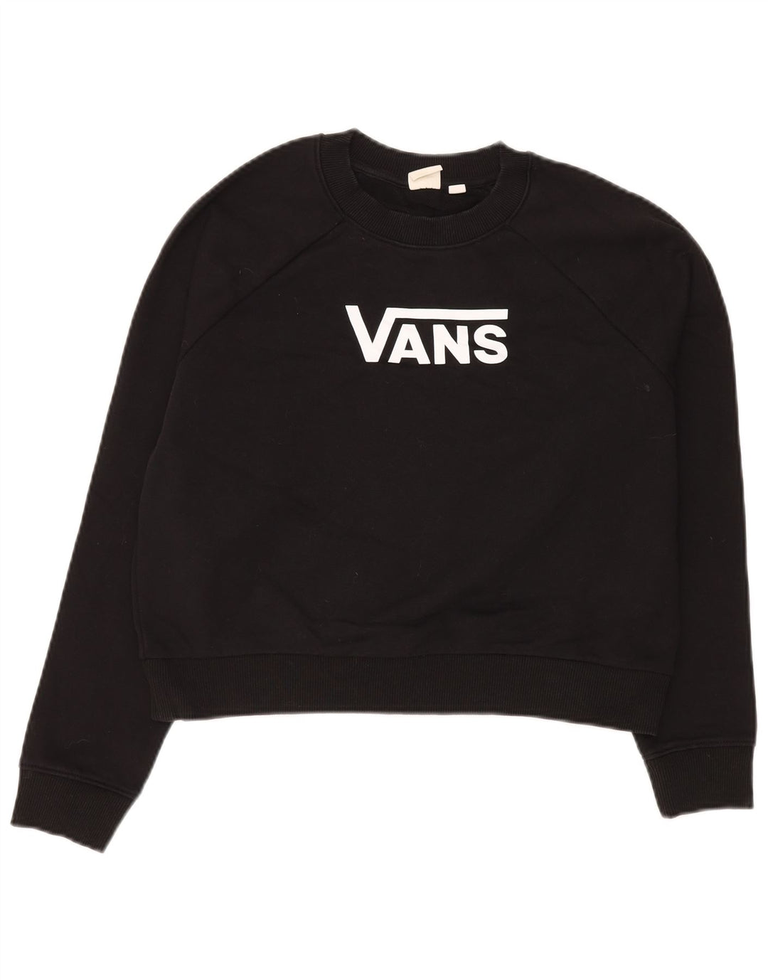 VANS Dame Oversized Crop Graphic Sweatshirt Jumper UK 10 Small Black