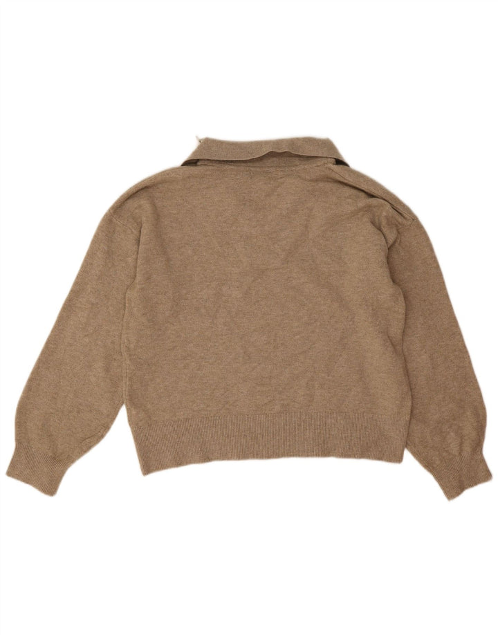 Marks & Spencer Dame Crop Polo Neck Jumper Sweater UK 14 Medium Beige