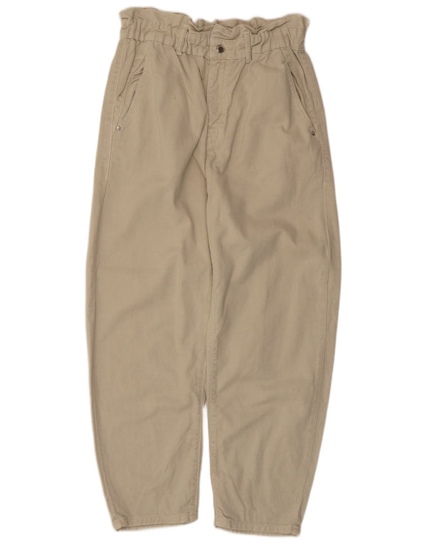 Zara Womens Cropped Trousers EU 42 Large W32 L25 Beige Bomuld