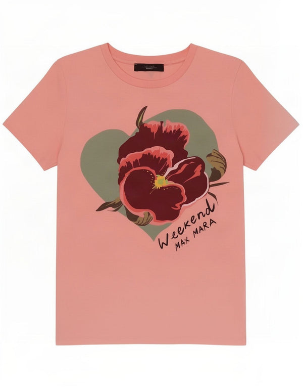 Max Mara Grafisk T-shirt top til kvinder UK 12 Medium Pink Floral