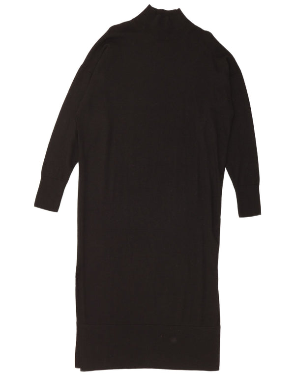 Cos Dame Maxi Oversized Jumper Dress UK 10 Small Black Wool