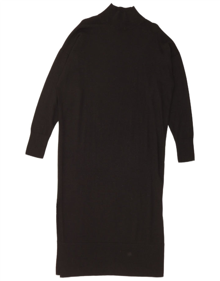 Cos Dame Maxi Oversized Jumper Dress UK 10 Small Black Wool