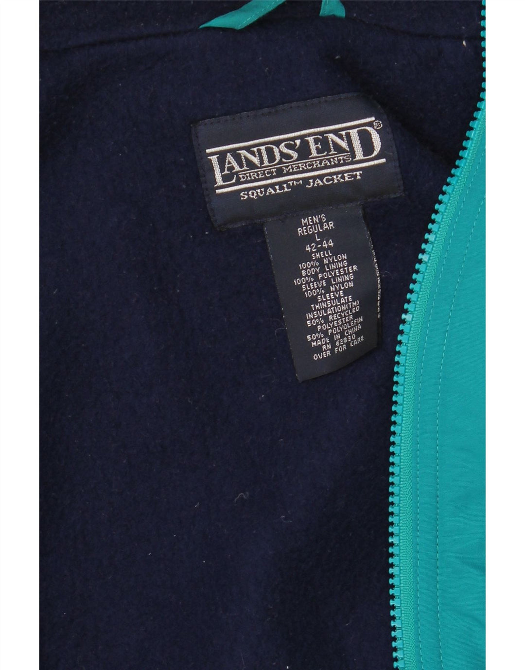 LANDS END Herre Windbreaker Jacket UK 42/44 Large Green Nylon