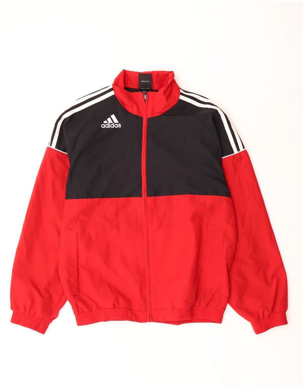 Adidas Herre Loose Fit Tracksuit Top Jacket UK 36/38 Small Red Colourblock