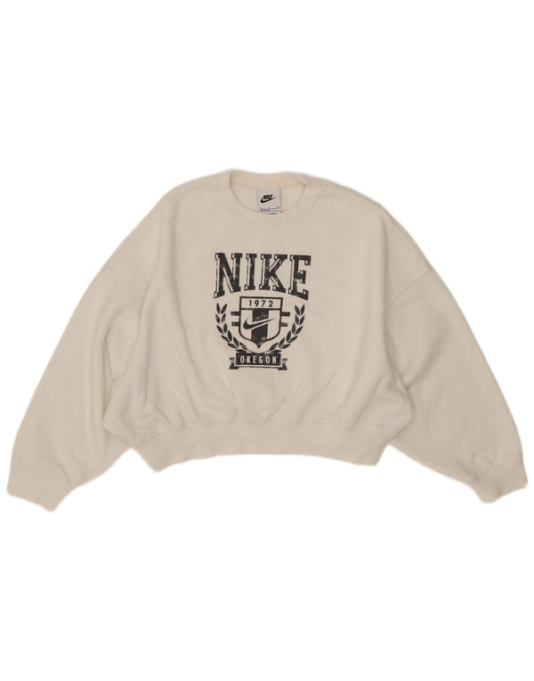 Nike Girls Crop Graphic Sweatshirt Jumper 8-9 år Lille hvid bomuld