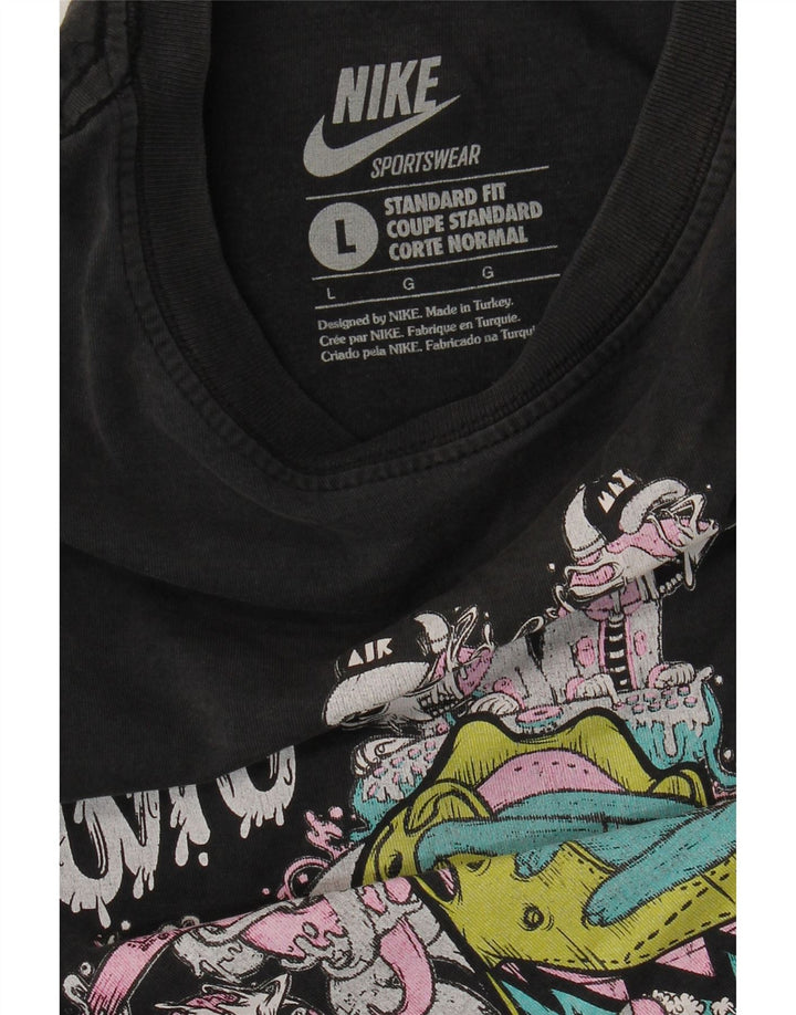 Nike Herre Standard Fit Grafisk T-Shirt Top Stor Sort