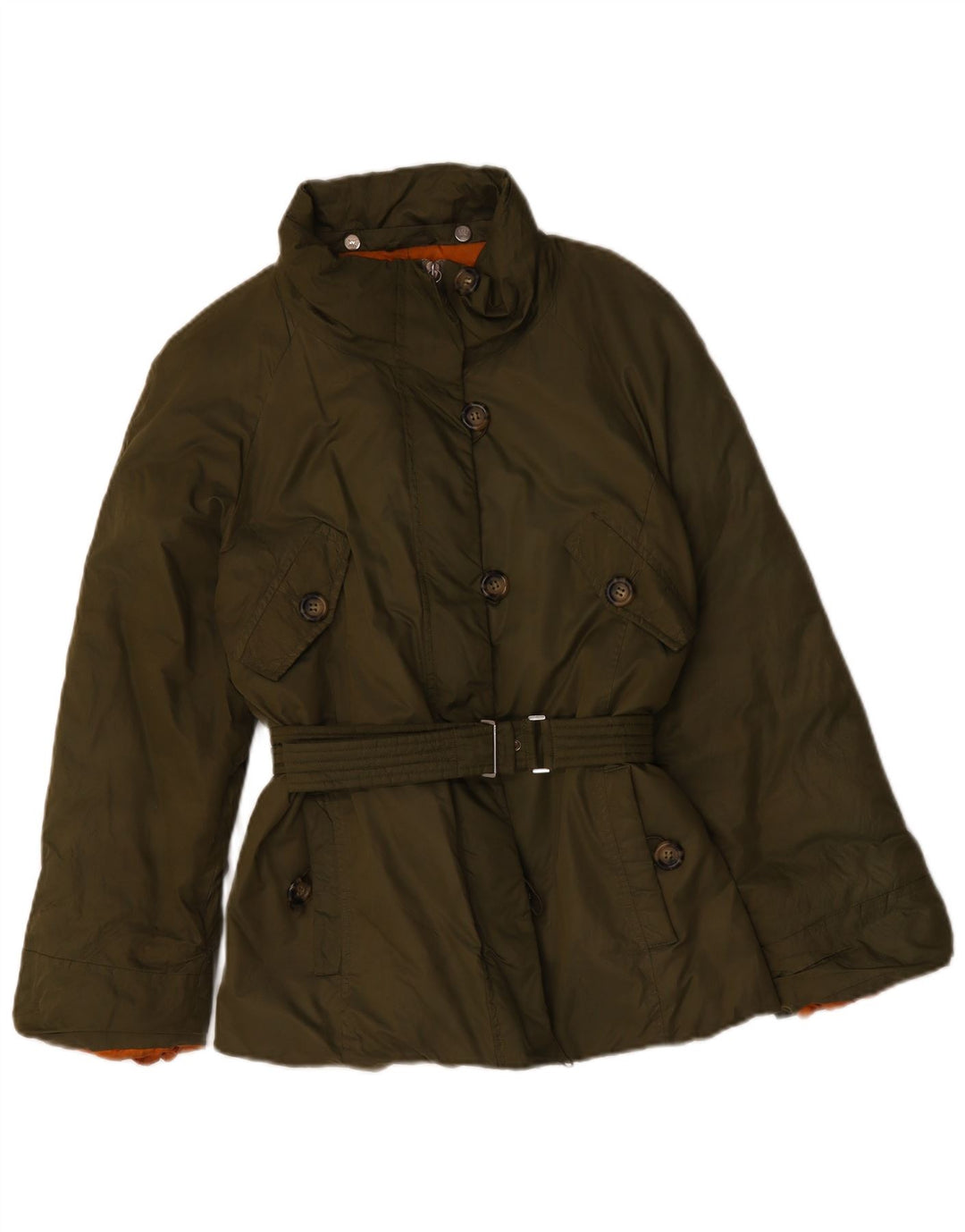 Max Mara Dame Weekend Polstret Jakke UK 14 Medium Khaki Polyester