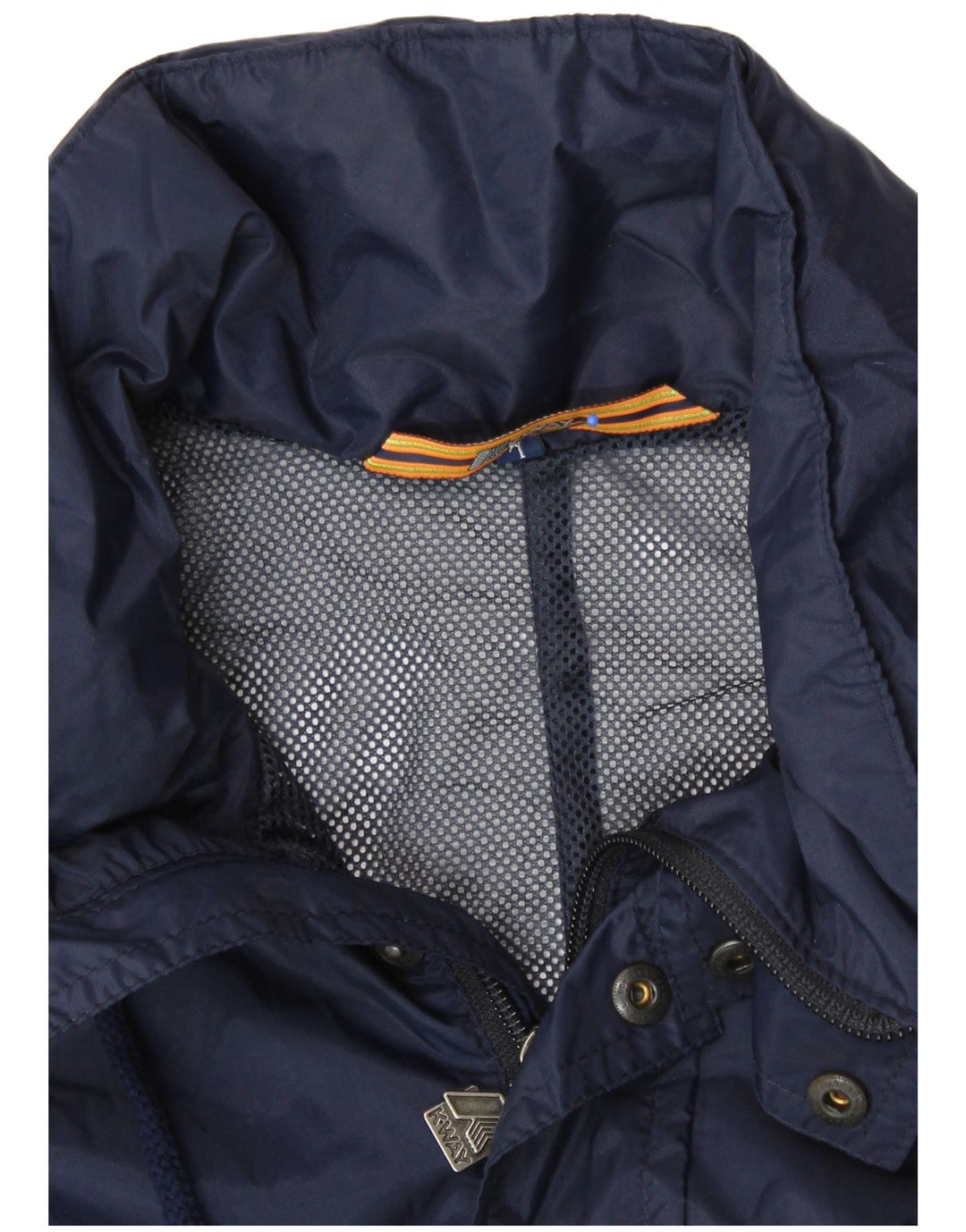 K-WAY Mens Hooded Rain Jacket UK 40 Large Navy Blue Polyamide