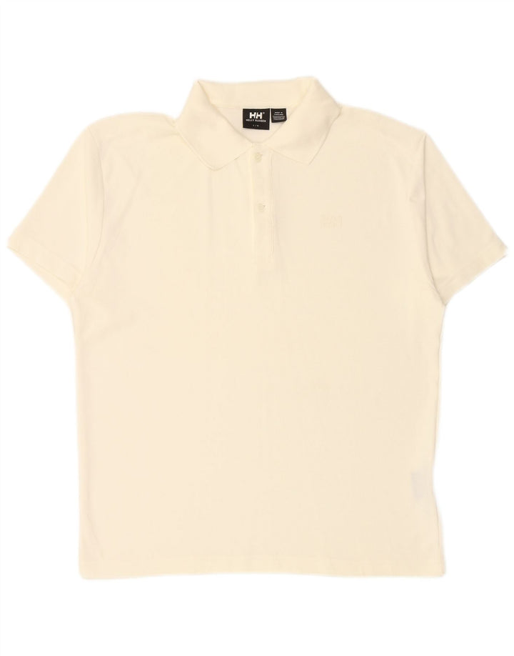 HELLY HANSEN Mens Polo Shirt Large White Nylon