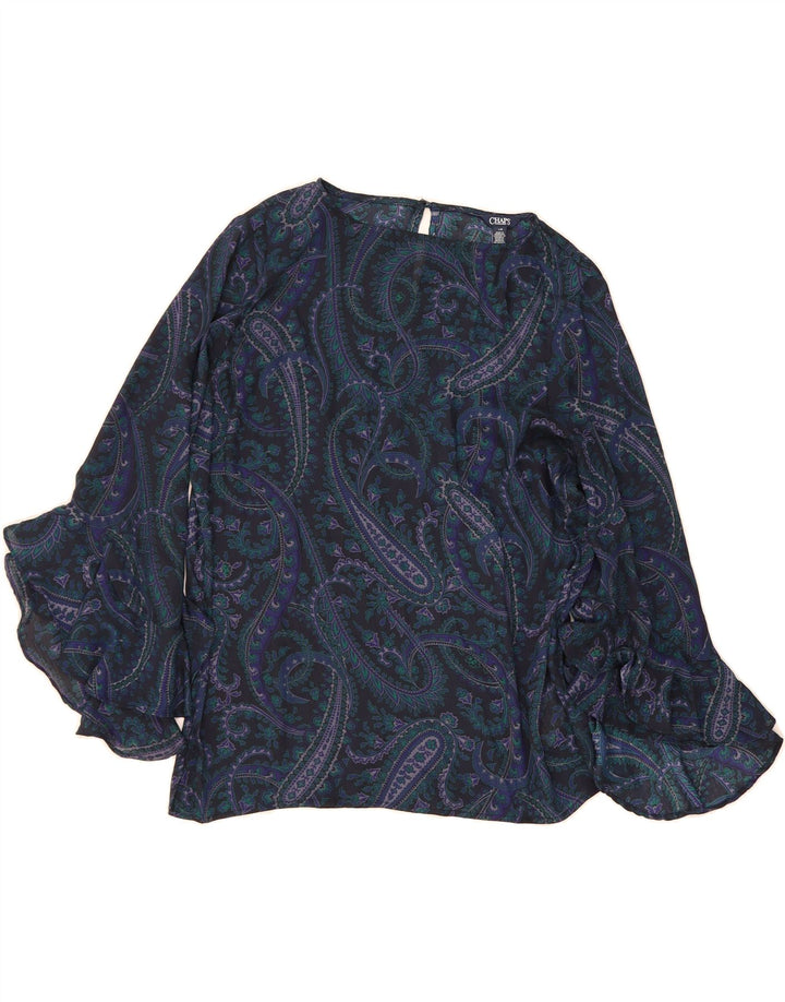 CHAPS Womens Long Sleeve Blouse Top UK 16 Large Black Paisley Polyester Vintage Chaps and Second-Hand Chaps from Messina Hembry 