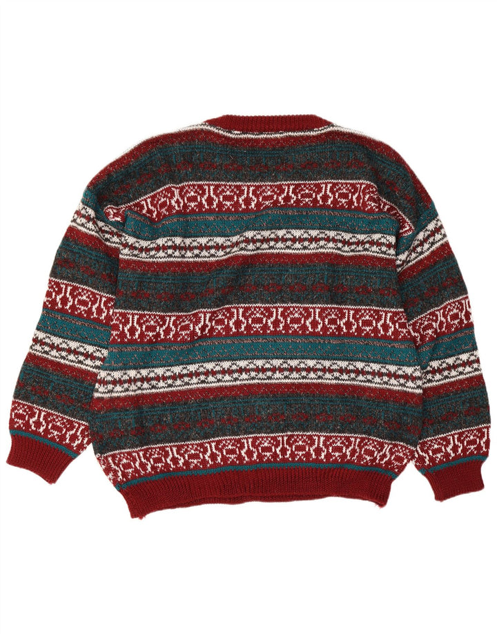 Vintage Herre Boat Neck Jumper Sweater Large Multicolored Fair Isle Wool
