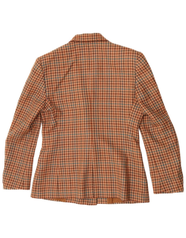 Vintage dobbeltradet blazerjakke til kvinder IT 42 Medium Brown Houndstooth