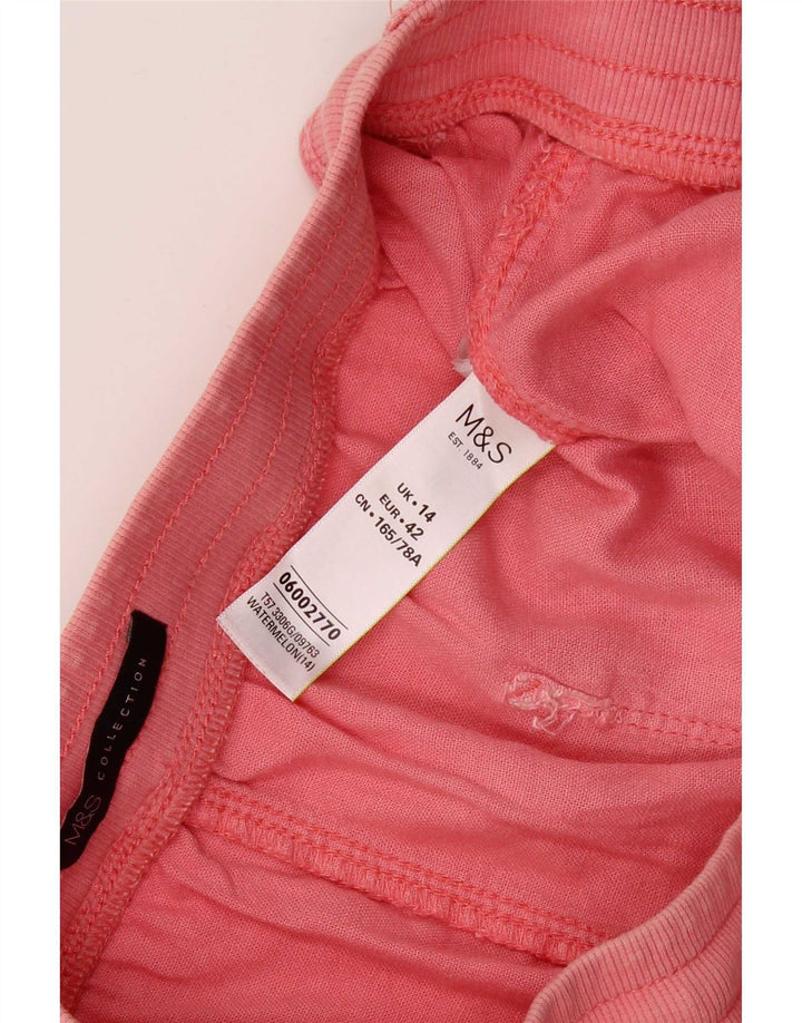 Marks & Spencer Womens Shorts UK 14 Large W34 Pink Linen
