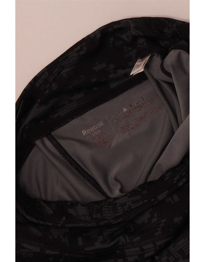 Reebok Dame Capri Leggings UK 8 Small Black Camouflage