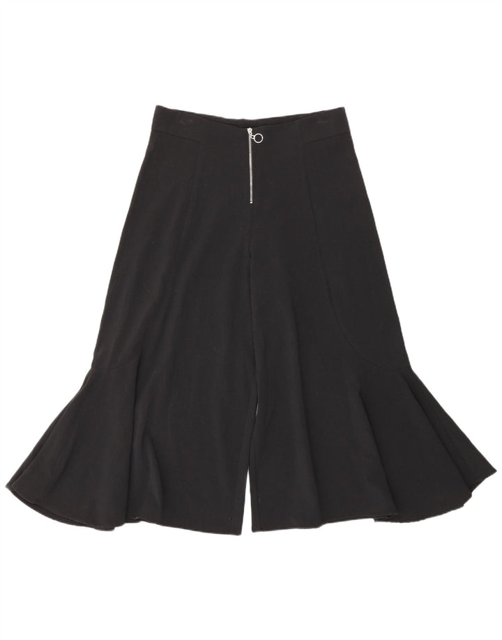 Zara Dame Cullotes Capri Bukser Small W26 L19 Sort Silke