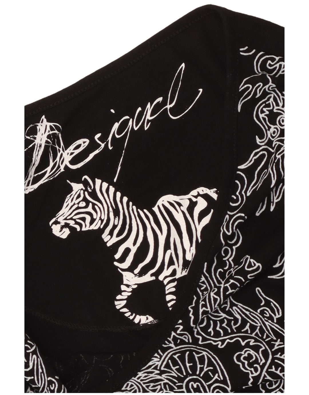 Desigual Kvinder Abstrakt A-Line Kjole UK 6 XS Sort