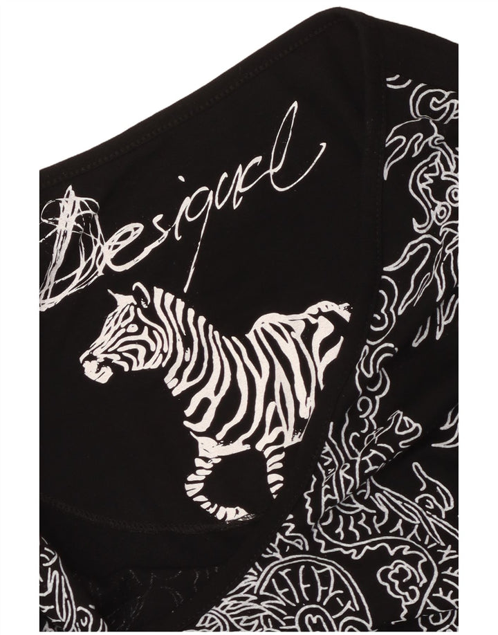 Desigual Kvinder Abstrakt A-Line Kjole UK 6 XS Sort