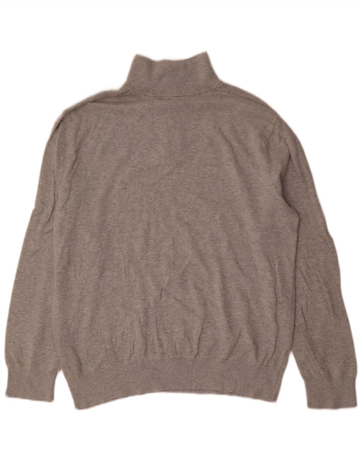 Nautica Herre Zip Neck Jumper Sweater Stor Grå Bomuld